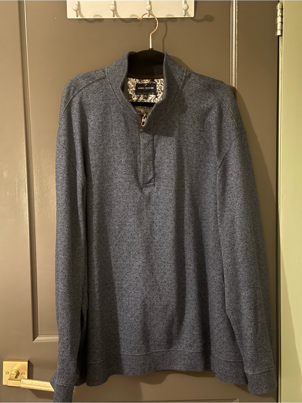 Daniel Hechter Men's Zip-Front Knit Sweater in Heather Blue - 2XL - like new